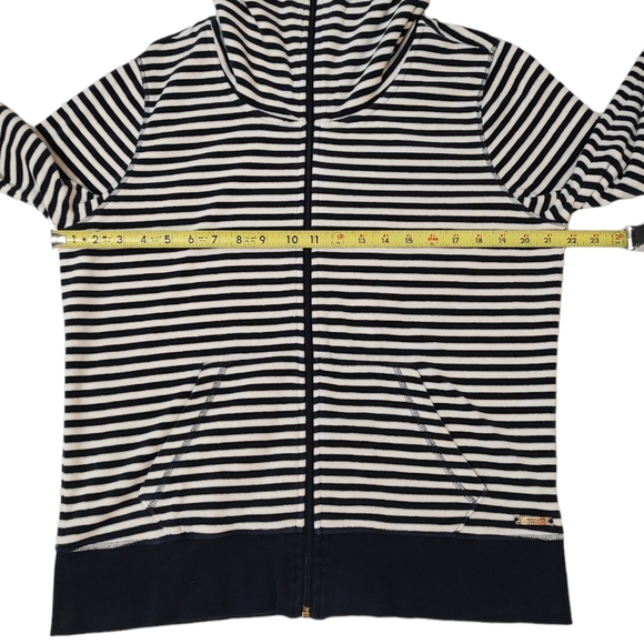 Calvin Klein Performance Sweater Jacket Terry Velour Navy Off White XL Zip Up - Picture 7 of 10